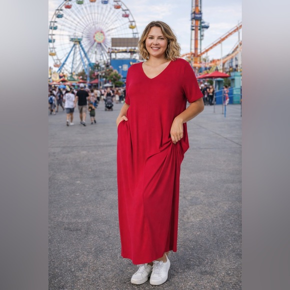 Brand New Zenana Premium Red Maxi Dress Various - Picture 12 of 12